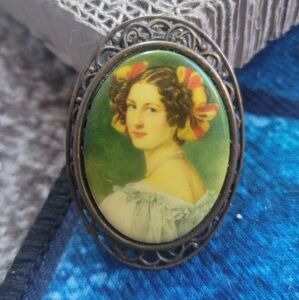 Source Unknown Colorful Portrait Brooch